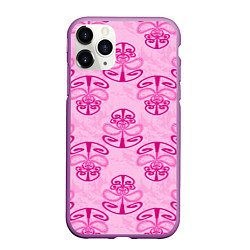 Чехол iPhone 11 Pro матовый Розовый орнамент, цвет: 3D-фиолетовый
