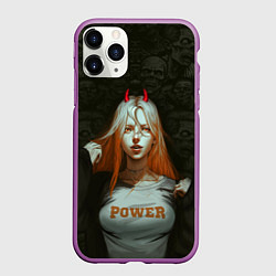Чехол iPhone 11 Pro матовый Power - Anime Chainsaw Man, цвет: 3D-фиолетовый