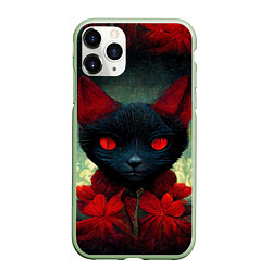 Чехол iPhone 11 Pro матовый Dark cat, цвет: 3D-салатовый