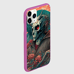 Чехол iPhone 11 Pro матовый Череп самурая, цвет: 3D-фиолетовый — фото 2