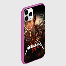 Чехол iPhone 11 Pro матовый Metallica гитара и логотип, цвет: 3D-фиолетовый — фото 2