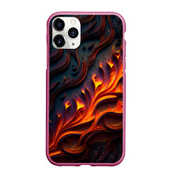 Чехол iPhone 11 Pro матовый Огненный орнамент с языками пламени, цвет: 3D-малиновый