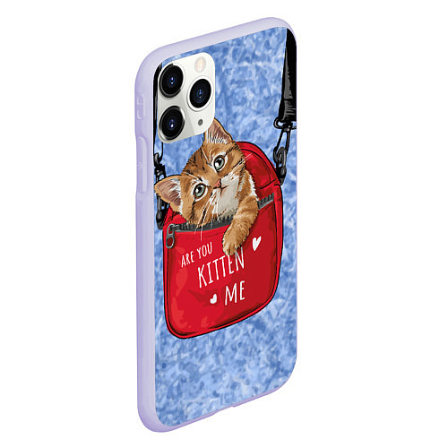 Чехол iPhone 11 Pro матовый Are you kitten me / 3D-Светло-сиреневый – фото 2