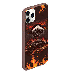 Чехол iPhone 11 Pro матовый Nissan Skyline in fire, цвет: 3D-коричневый — фото 2