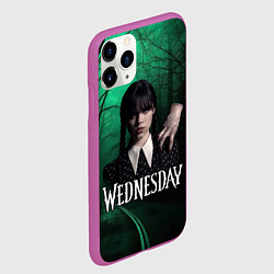 Чехол iPhone 11 Pro матовый Уэнсдэй зеленый лес, цвет: 3D-фиолетовый — фото 2