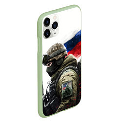 Чехол iPhone 11 Pro матовый Русский воин патриот, цвет: 3D-салатовый — фото 2