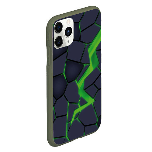 Чехол iPhone 11 Pro матовый Зелёный неон / 3D-Темно-зеленый – фото 2