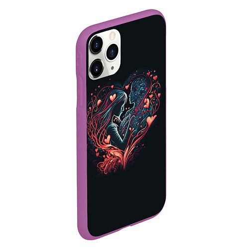 Чехол iPhone 11 Pro матовый Возлюбленные навсегда / 3D-Фиолетовый – фото 2
