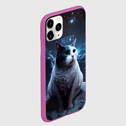 Чехол iPhone 11 Pro матовый Мемный кот в космосе, цвет: 3D-фиолетовый — фото 2