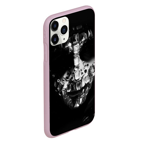 Чехол iPhone 11 Pro матовый Лицо в кристаллах / 3D-Розовый – фото 2