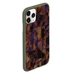 Чехол iPhone 11 Pro матовый Стеклянная тёмная геометрическая текстура, цвет: 3D-темно-зеленый — фото 2