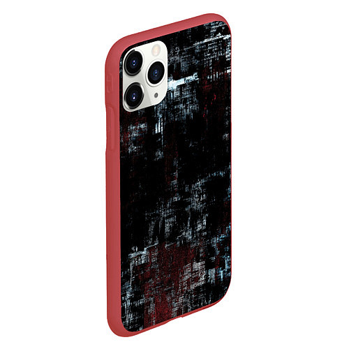 Чехол iPhone 11 Pro матовый Пересечение разноцветных полос / 3D-Красный – фото 2