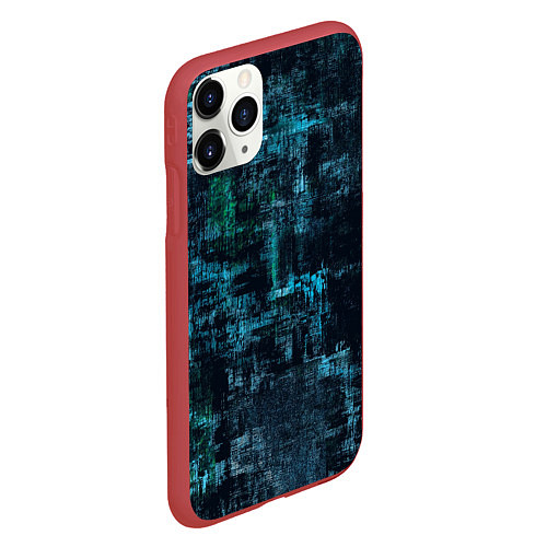 Чехол iPhone 11 Pro матовый Голубой абстракт / 3D-Красный – фото 2