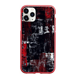 Чехол iPhone 11 Pro матовый Абстракт красный на чёрном, цвет: 3D-красный