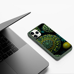 Чехол iPhone 11 Pro матовый Абстрактный растительный арт нейросети, цвет: 3D-темно-зеленый — фото 2