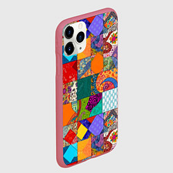 Чехол iPhone 11 Pro матовый Разноцветные лоскуты, цвет: 3D-малиновый — фото 2