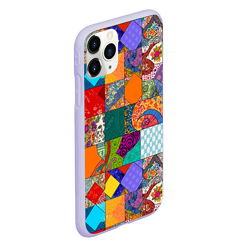 Чехол iPhone 11 Pro матовый Разноцветные лоскуты / 3D-Светло-сиреневый – фото 2