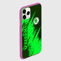 Чехол iPhone 11 Pro матовый Skoda - green, цвет: 3D-фиолетовый — фото 2