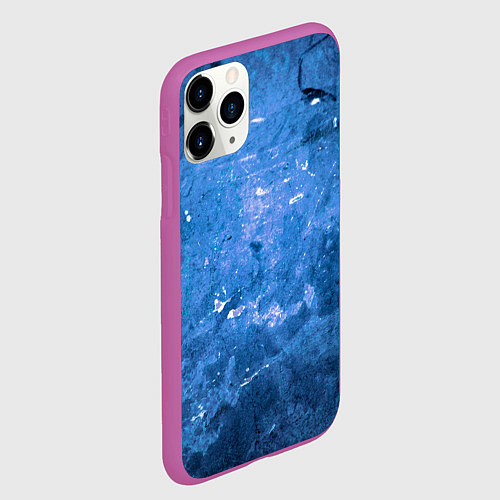 Чехол iPhone 11 Pro матовый Тёмно-синяя абстрактная стена льда / 3D-Фиолетовый – фото 2