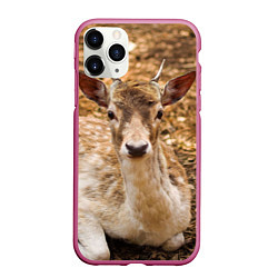 Чехол iPhone 11 Pro матовый Хороший олень, цвет: 3D-малиновый