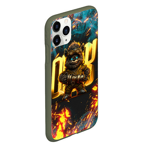Чехол iPhone 11 Pro матовый Steampunk bear / 3D-Темно-зеленый – фото 2