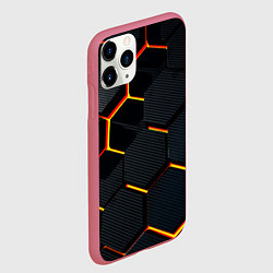 Чехол iPhone 11 Pro матовый Плиты стиль соты киберпанк, цвет: 3D-малиновый — фото 2