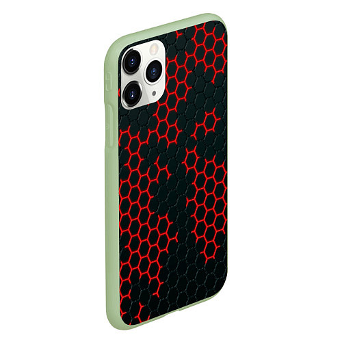 Чехол iPhone 11 Pro матовый Текстура соты / 3D-Салатовый – фото 2