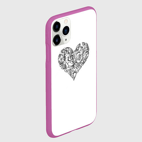 Чехол iPhone 11 Pro матовый Сердце в стиле тату / 3D-Фиолетовый – фото 2
