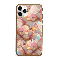 Чехол iPhone 11 Pro матовый Текстура розового мрамора на камнях, цвет: 3D-коричневый