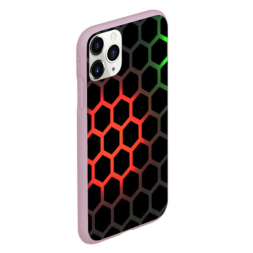 Чехол iPhone 11 Pro матовый Gradient hexagon genshin / 3D-Розовый – фото 2