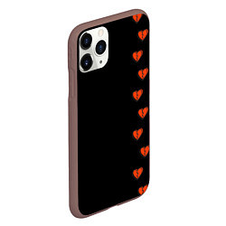 Чехол iPhone 11 Pro матовый Дорожка разбитых сердец - темный, цвет: 3D-коричневый — фото 2
