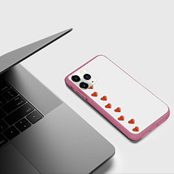 Чехол iPhone 11 Pro матовый Дорожка разбитых сердец - светлый, цвет: 3D-малиновый — фото 2