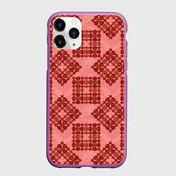 Чехол iPhone 11 Pro матовый Квадратный орнамент, цвет: 3D-фиолетовый