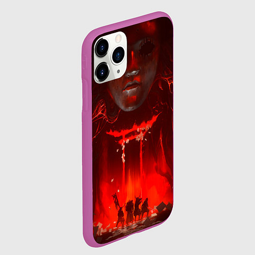 Чехол iPhone 11 Pro матовый Призрак Цусимы / 3D-Фиолетовый – фото 2
