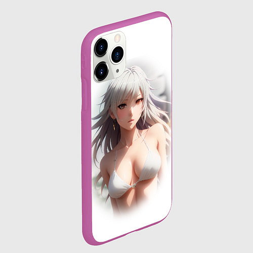 Чехол iPhone 11 Pro матовый Аниме девушка красивая / 3D-Фиолетовый – фото 2