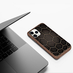 Чехол iPhone 11 Pro матовый Metalic carbon, цвет: 3D-коричневый — фото 2