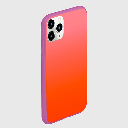Чехол iPhone 11 Pro матовый Оранжево-розовый градиент / 3D-Фиолетовый – фото 2