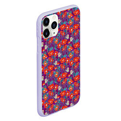 Чехол iPhone 11 Pro матовый Цветочная геометрия, цвет: 3D-светло-сиреневый — фото 2