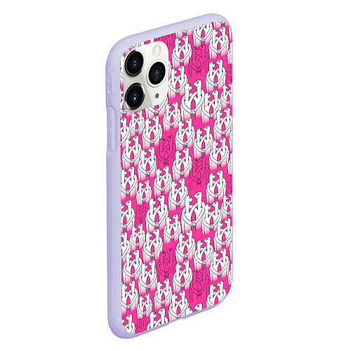 Чехол iPhone 11 Pro матовый Пары сердечные / 3D-Светло-сиреневый – фото 2