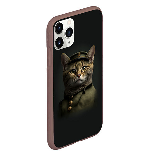 Чехол iPhone 11 Pro матовый Генерал мяу / 3D-Коричневый – фото 2