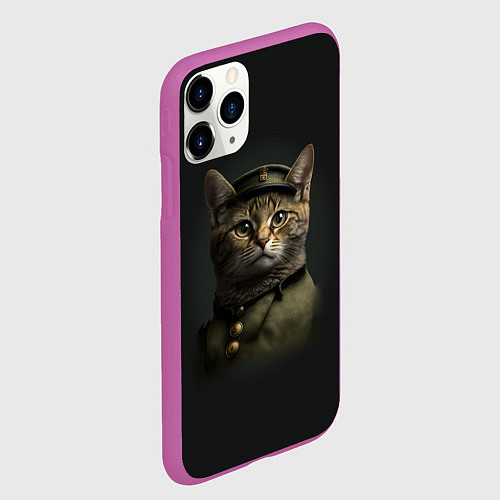 Чехол iPhone 11 Pro матовый Генерал мяу / 3D-Фиолетовый – фото 2