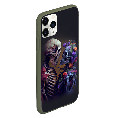 Чехол iPhone 11 Pro матовый Пара скелетов / 3D-Темно-зеленый – фото 2