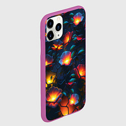 Чехол iPhone 11 Pro матовый Светящиеся цветы, цвет: 3D-фиолетовый — фото 2