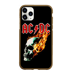 Чехол iPhone 11 Pro матовый AC DC череп, цвет: 3D-коричневый