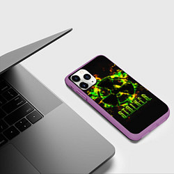 Чехол iPhone 11 Pro матовый S T A L K E R yellow-green fire, цвет: 3D-фиолетовый — фото 2