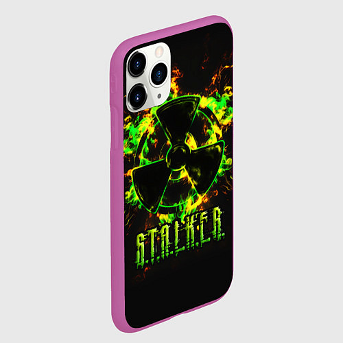 Чехол iPhone 11 Pro матовый S T A L K E R yellow-green fire / 3D-Фиолетовый – фото 2