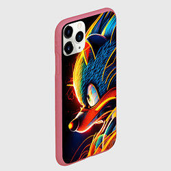 Чехол iPhone 11 Pro матовый Яркий неоновый соник, цвет: 3D-малиновый — фото 2