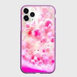 Чехол iPhone 11 Pro матовый Розовое множество красок и пузырей, цвет: 3D-фиолетовый