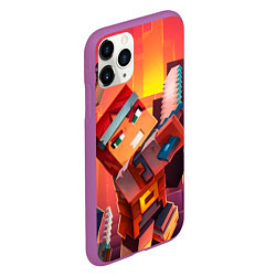 Чехол iPhone 11 Pro матовый Minecraft воин с мечом, цвет: 3D-фиолетовый — фото 2