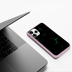Чехол iPhone 11 Pro матовый Соты бронированный стиль, цвет: 3D-розовый — фото 2